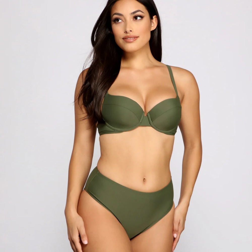 NWOT Windsor Let the Good Times Roll Olive Bikini Set